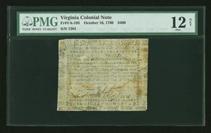 image for: Virginia October 16, 1780 $400 PMG Fine 12 NET....