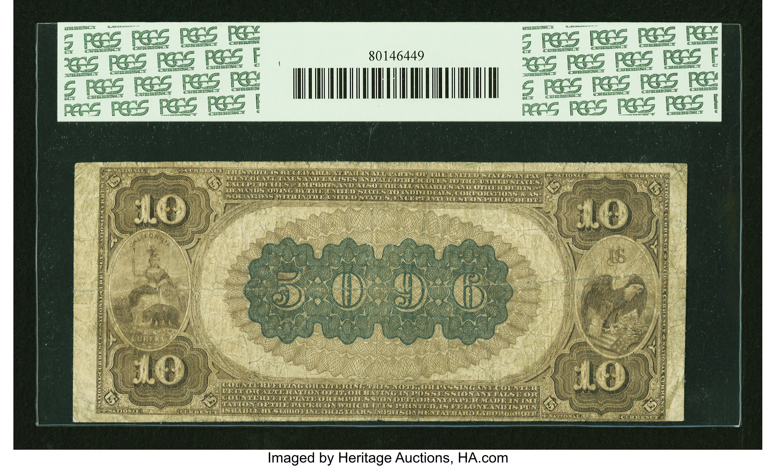 image for: San Francisco, CA - $10 1882 Brown Back Fr. 488 The San Francisco NB Ch. # (P)5096...