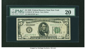 image for: Fr. 1950-B* $5 1928 Federal Reserve Note. PMG Very Fine 20....