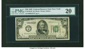image for: Fr. 2100-B* $50 1928 Federal Reserve Note. PMG Very Fine 20....