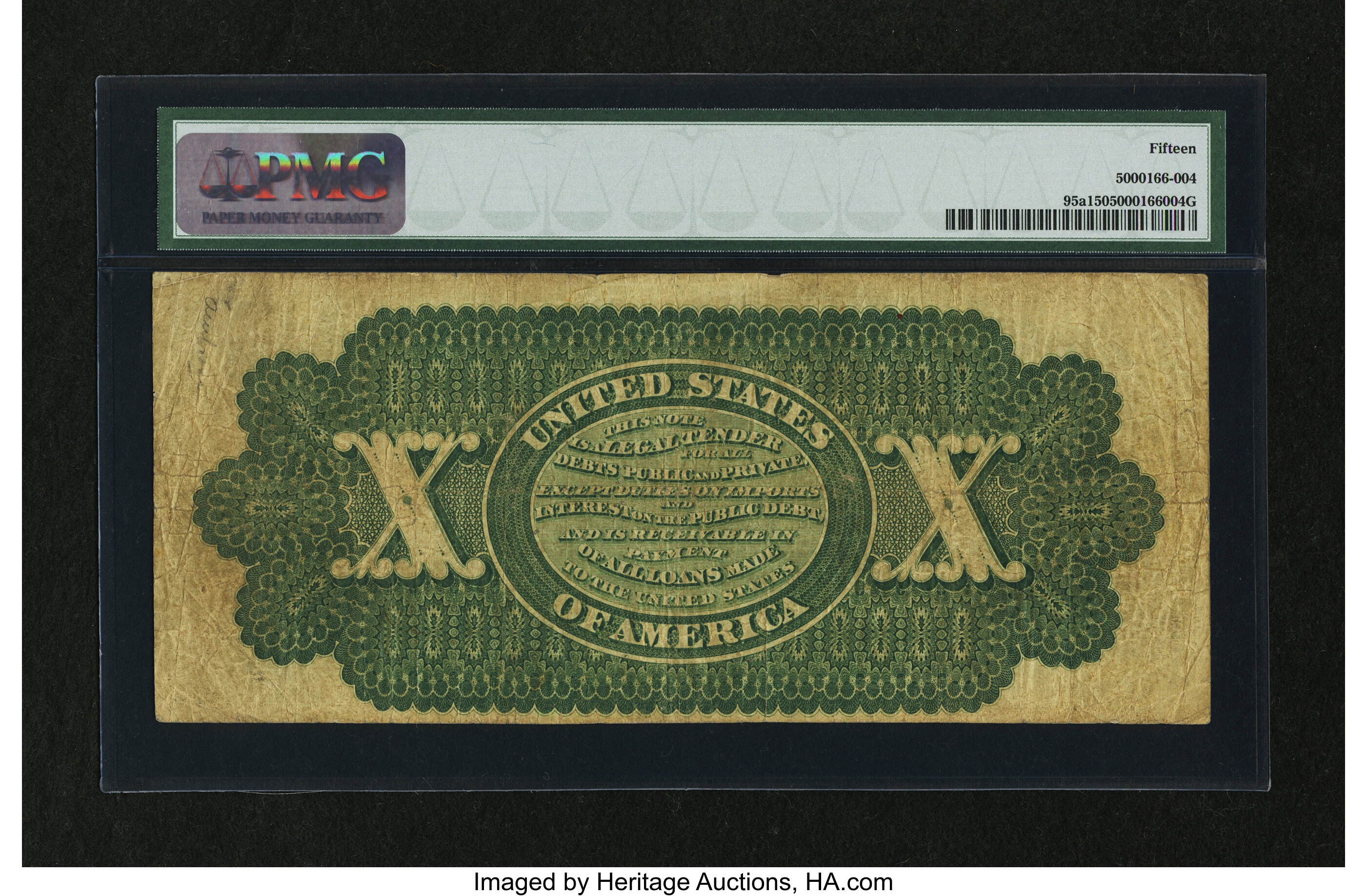 image for: Fr. 95a $10 1863 Legal Tender PMG Choice Fine 15....