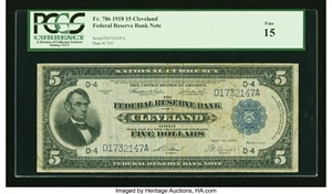 image for: Fr. 786 $5 1918 Federal Reserve Bank Note PCGS Fine 15....