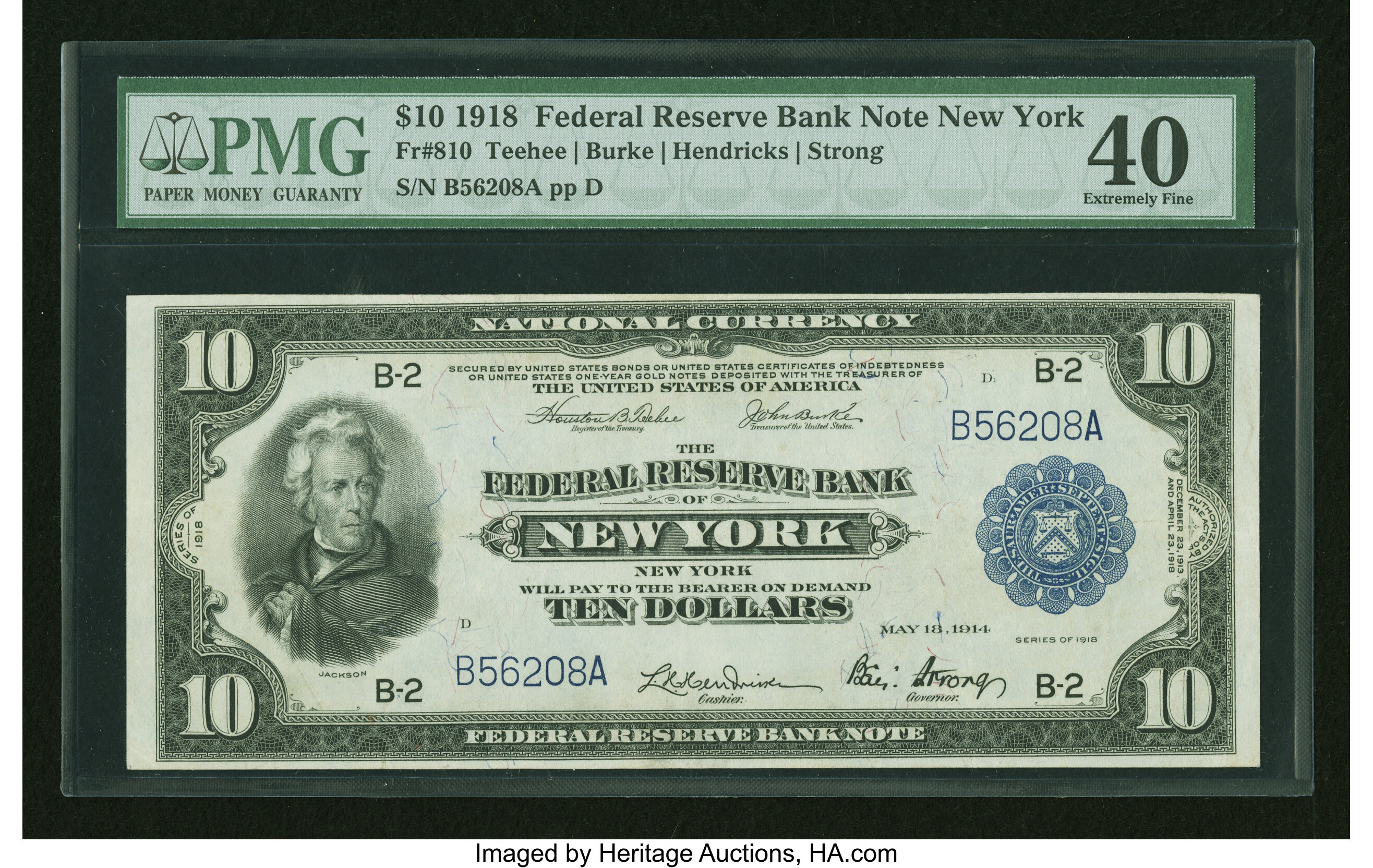 image for: Fr. 810 $10 1918 Federal Reserve Bank Note PMG Extremely Fine 40....