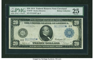 image for: Fr. 978 $20 1914 Federal Reserve Star Note PMG Very Fine 25....