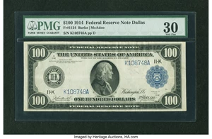 image for: Fr. 1124 $100 1914 Federal Reserve Note PMG Very Fine 30....