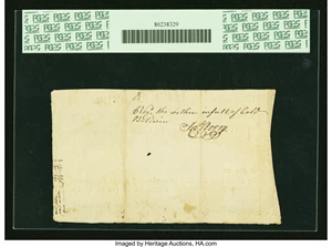 image for: Commonwealth of Massachusetts November 20, 1782 £90 Treasury Tax Collector's Certificate PCGS Extremely Fine 40, Hole Punch Ca...