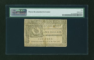 image for: New York September 2, 1775 $2 PMG Very Good 10 Net....