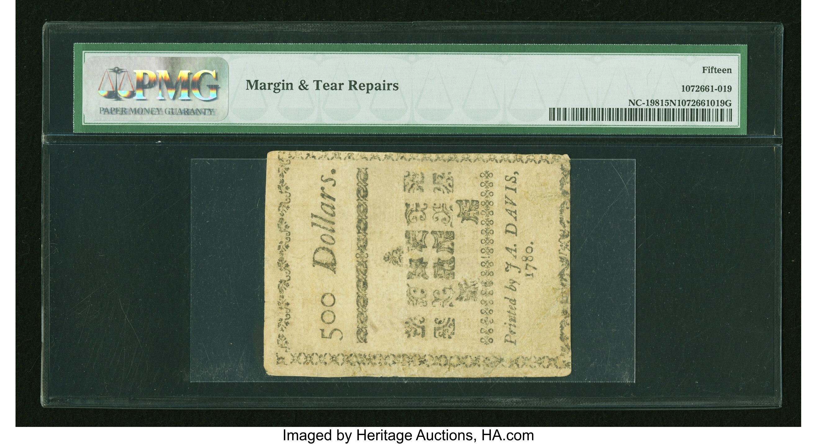 image for: North Carolina May 10, 1780 $500 PMG Choice Fine 15 Net....