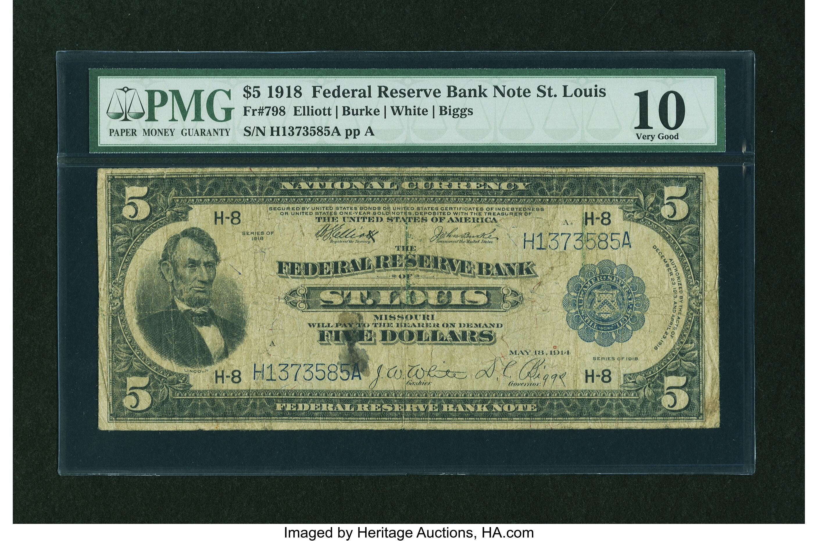 image for: Fr. 798 $5 1918 Federal Reserve Bank Note PMG Very Good 10....