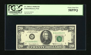 image for: Fr. 2069-G $20 1969B Federal Reserve Note. PCGS Choice About New 58PPQ....