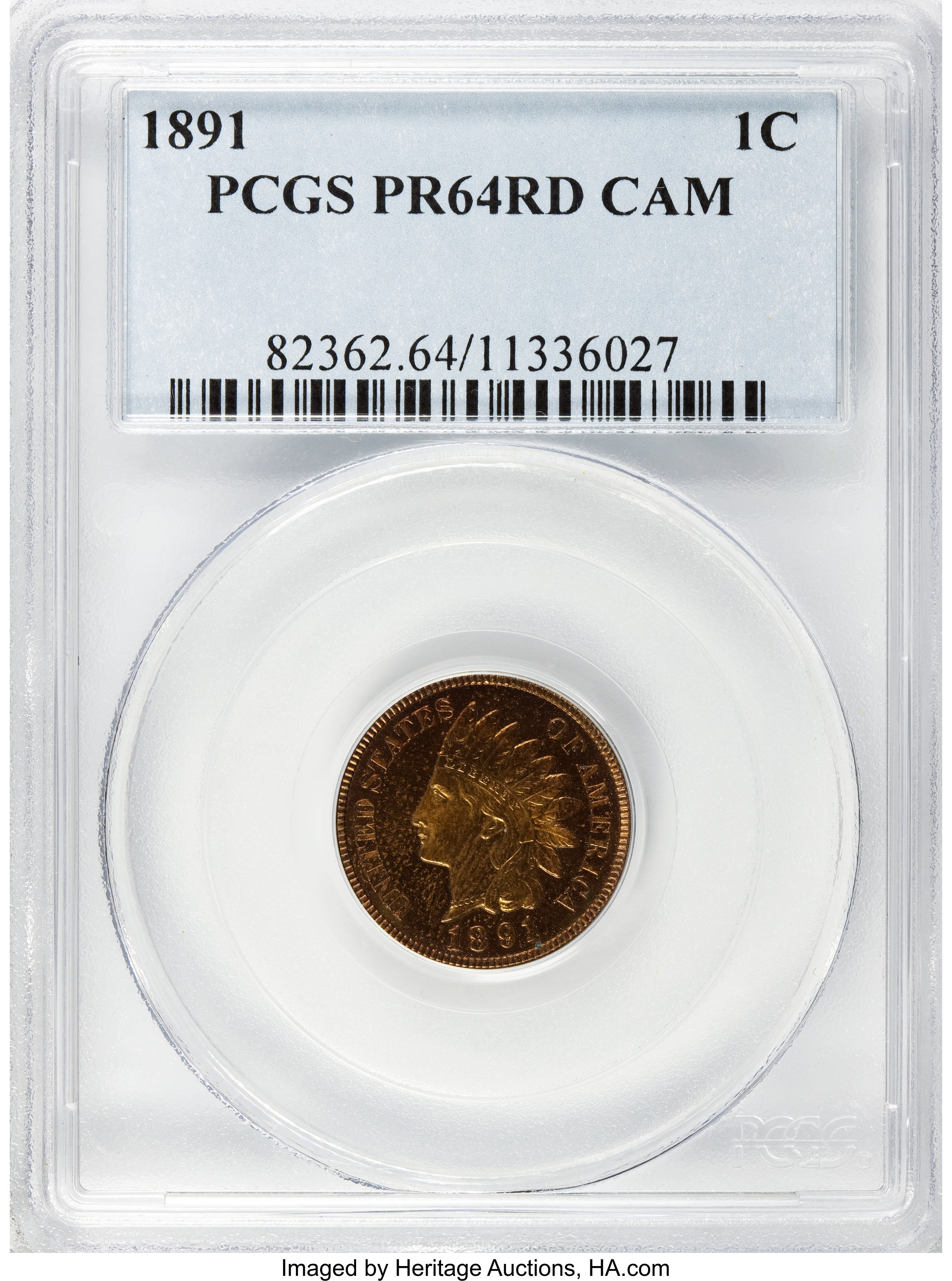 image for: 1891 1C PR64 Red Cameo PCGS....