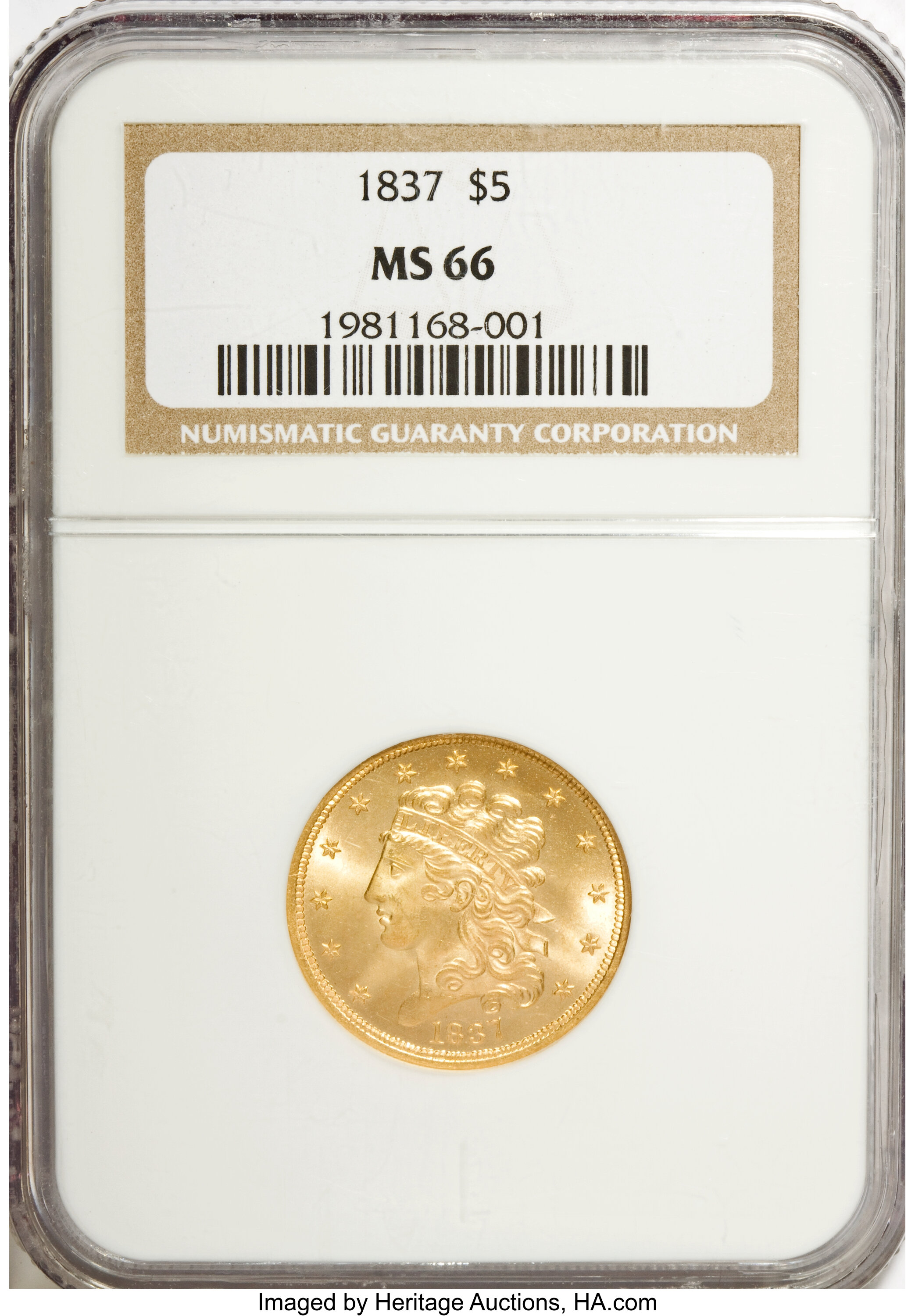 1837 5 Classic Head Gold Values Prices The Greysheet