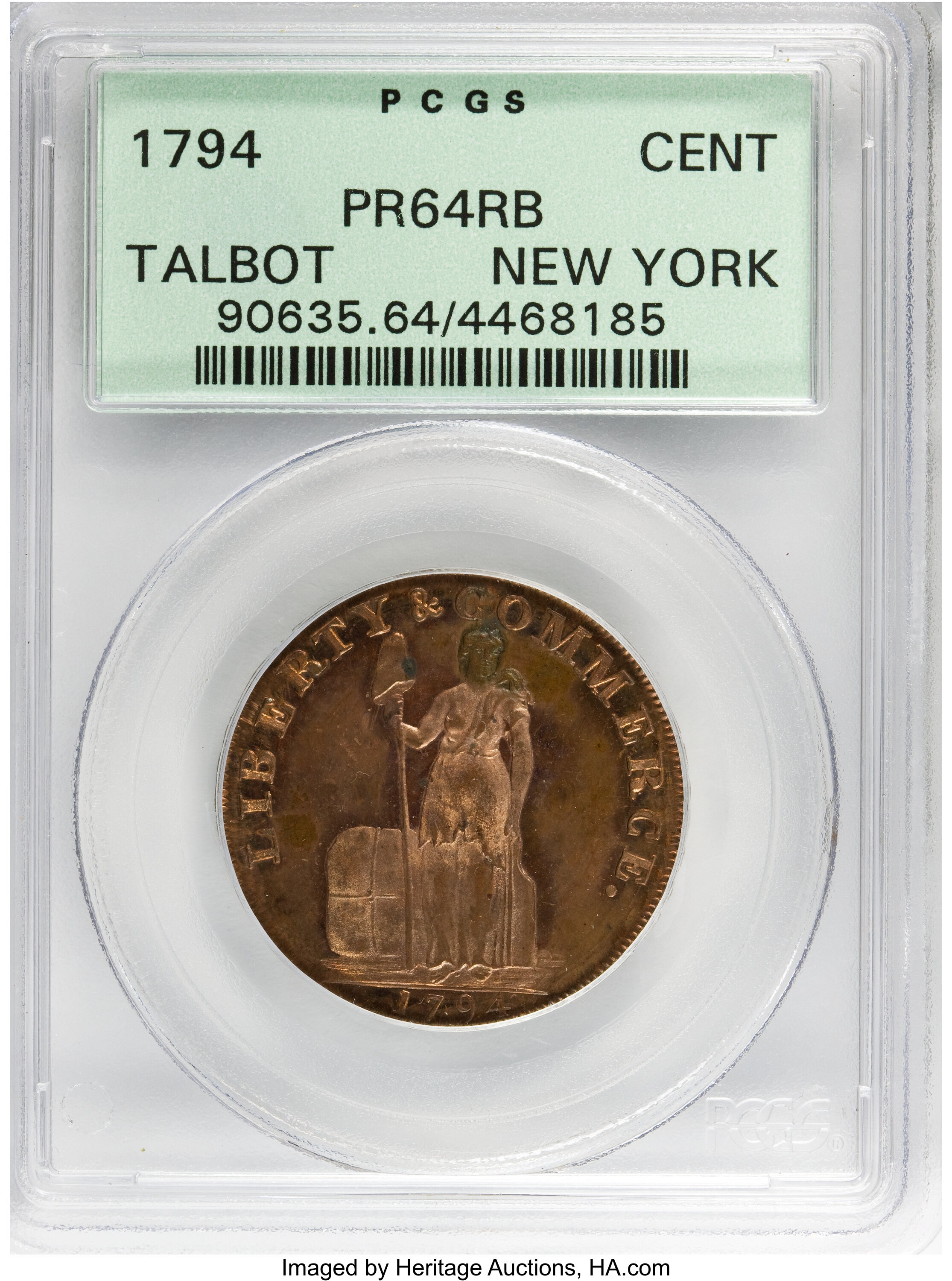 image for: 1794 Cent Talbot, Allum & Lee Cent PR64 Red and Brown PCGS....