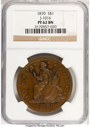 image for: 1870 $1 Dollar, Judd-1016, Pollock-1150, Low R.7, PR62 Brown NGC....