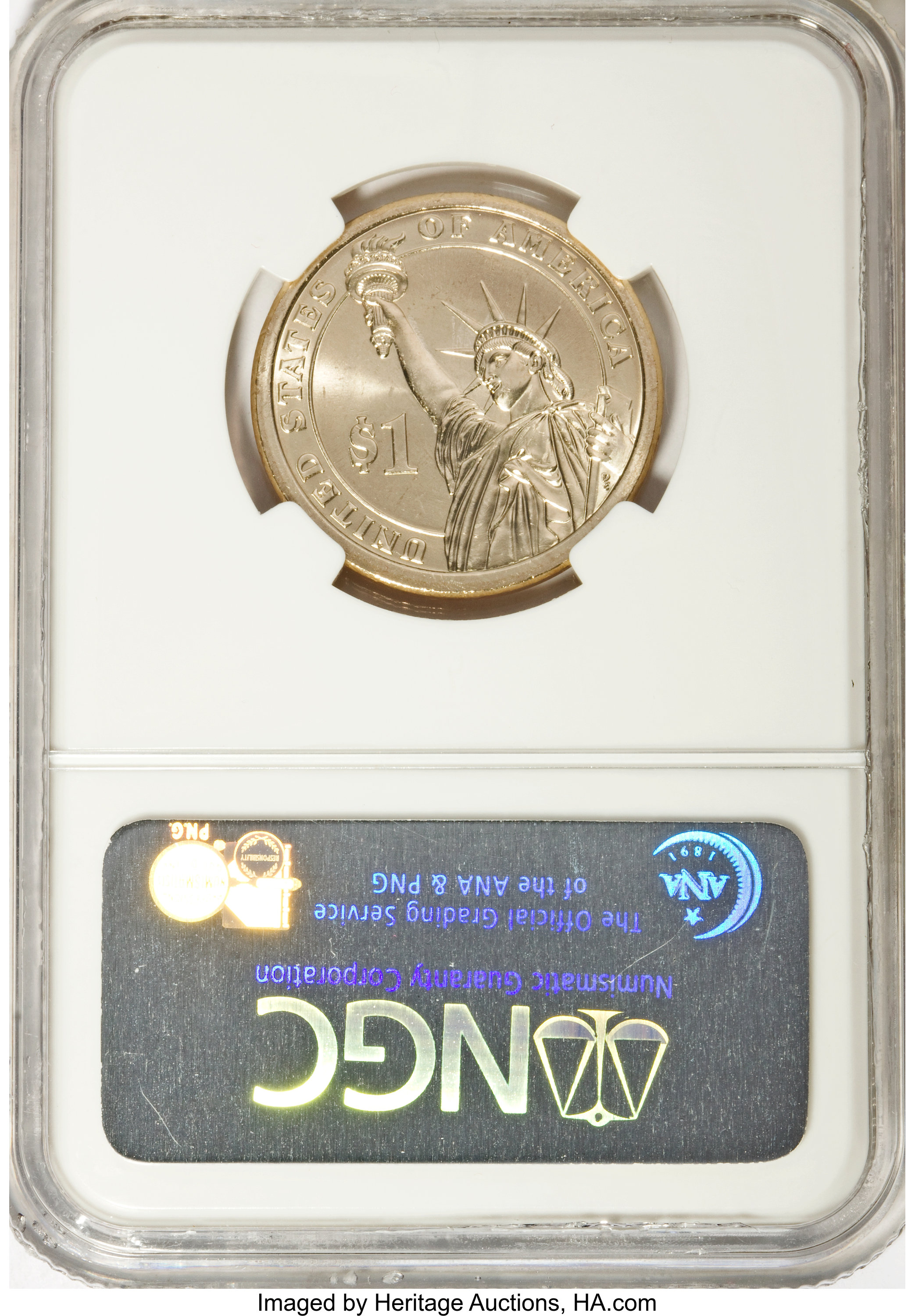 image for: 2007 $1  George Washington Dollar Missing Edge Lettering Satin Finish MS65 NGC....