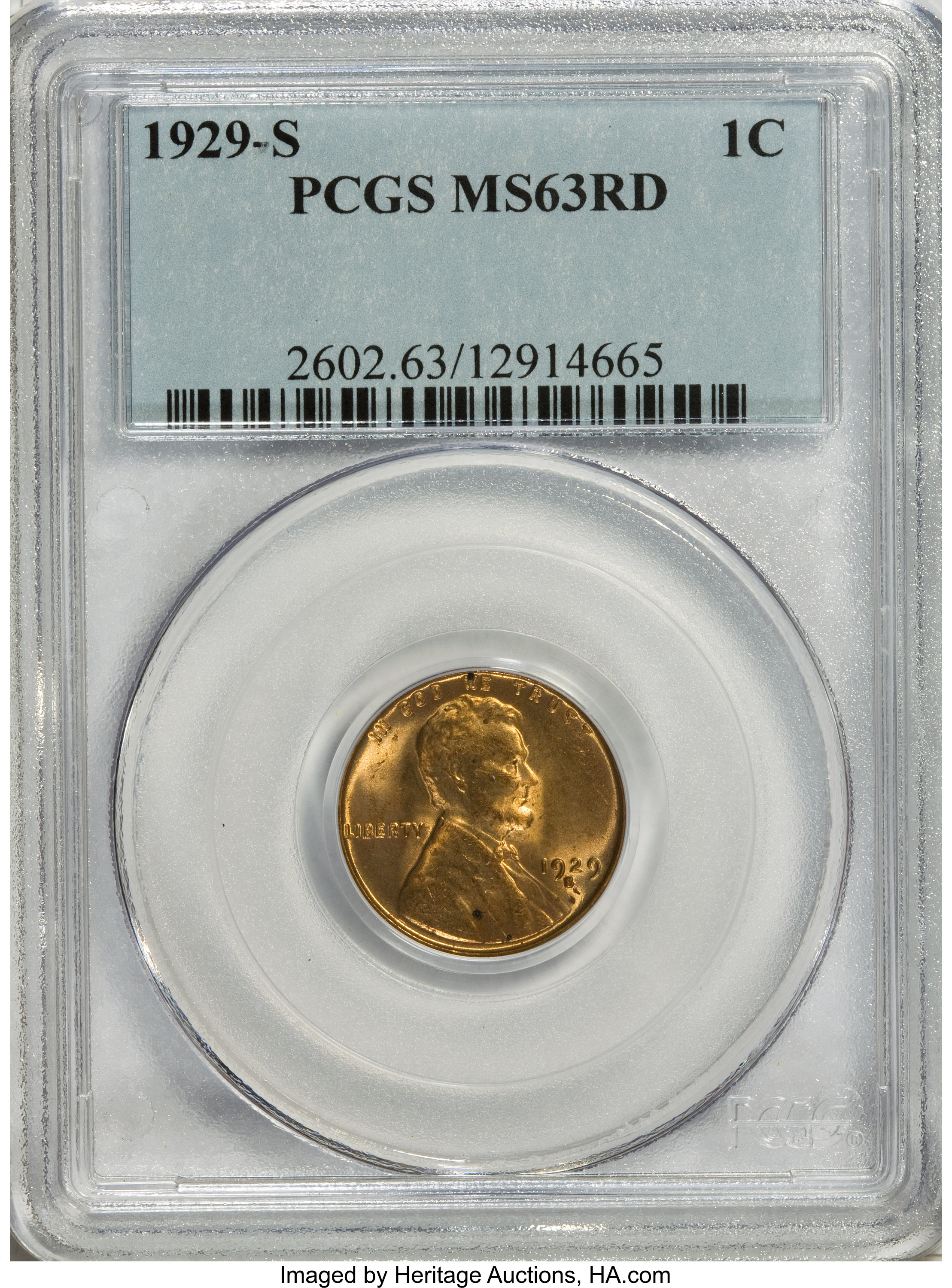 1929-S 1C MS63 Red PCGS. PCGS Population (36/675). NGC Census: (25/342). Mintage: 50,148,000. Numismedia Wsl. Price for NGC...