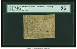 image for: Continental Currency May 10, 1775 $1 PMG Very Fine 25....