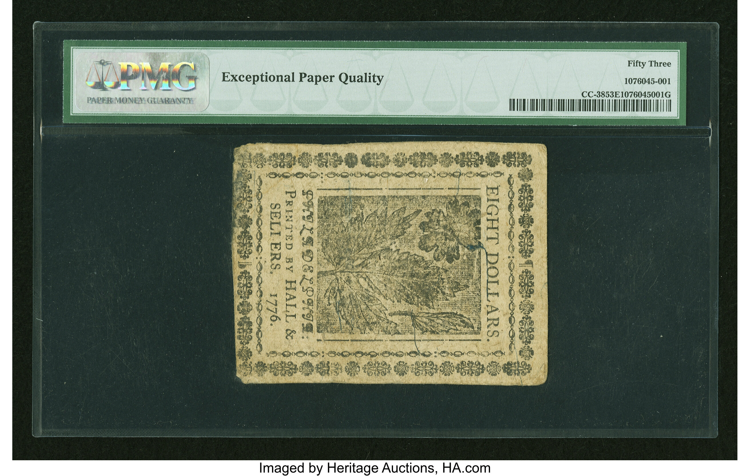 image for: Continental Currency May 9, 1776 $8 PMG About Uncirculated 53 EPQ....