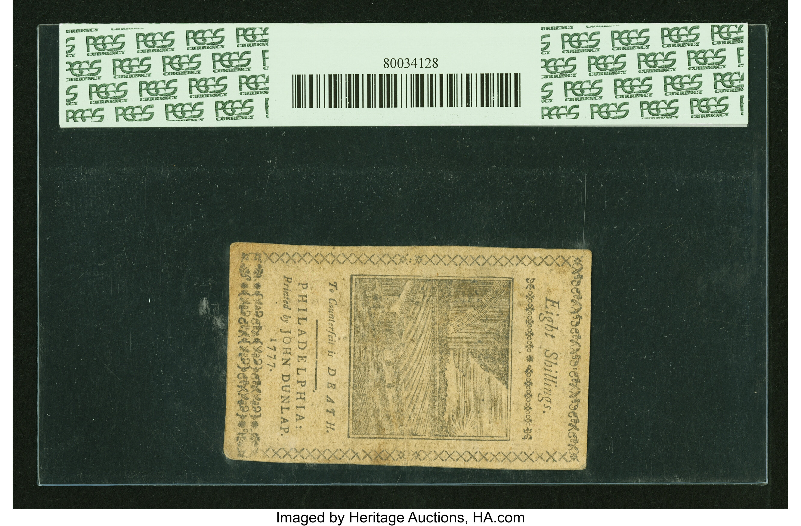 image for: Pennsylvania April 10, 1777 8s PCGS Very Fine 30PPQ....
