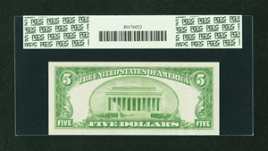 image for: Fr. 1955-K $5 1934 Light Green Seal Federal Reserve Note. PCGS Gem New 65PPQ....
