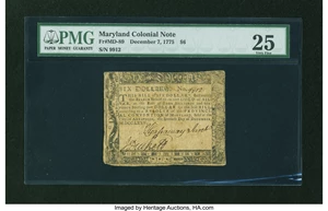 image for: Maryland December 7, 1775 $6 PMG Very Fine 25....