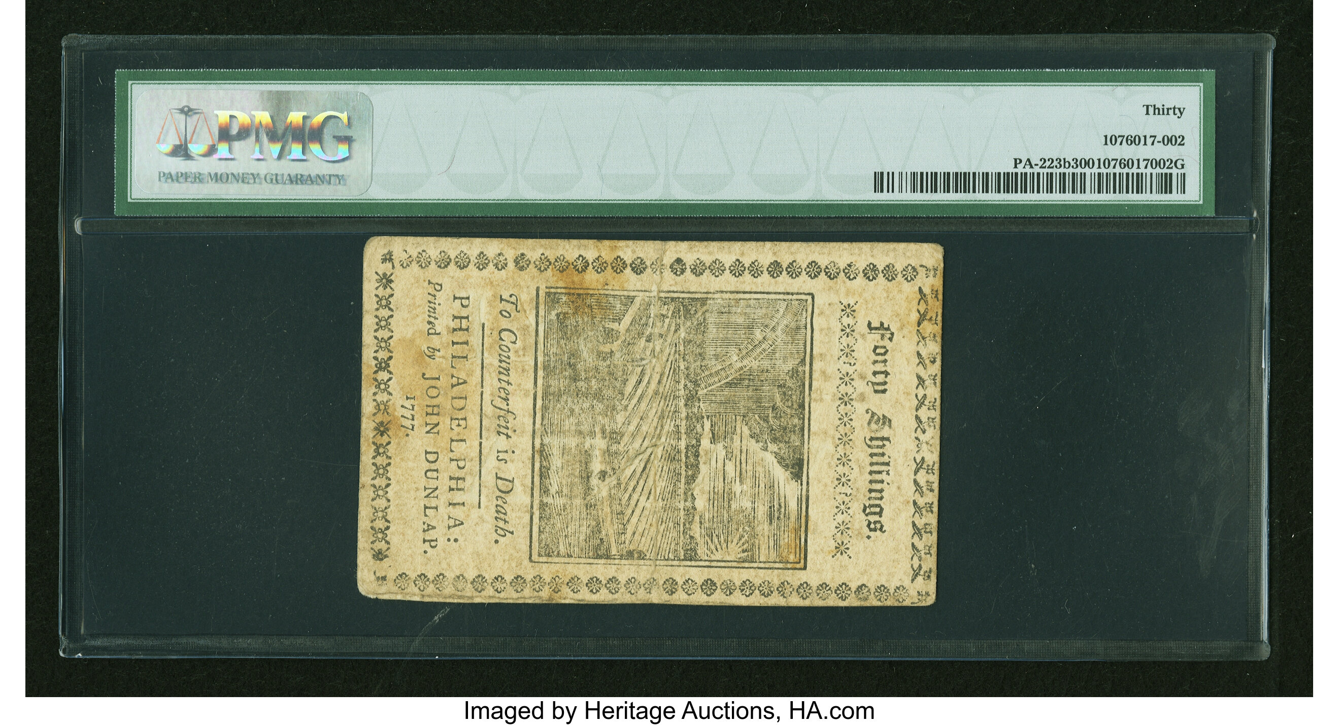 image for: Pennsylvania April 10, 1777 40s PMG Very Fine 30....