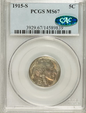 image for: 1915-S 5C MS67 PCGS. CAC....