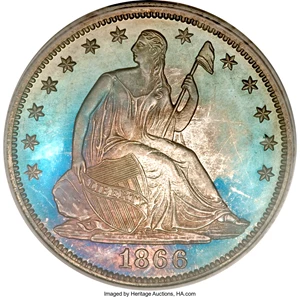 image for: 1866 50C Motto PR67 Cameo PCGS....