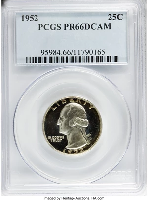 image for: 1952 25C PR66 Deep Cameo PCGS....