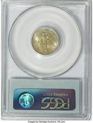 image for: 1941 10C MS68 PCGS. PCGS Population (4/0). NGC Census: (2/0). Mintage: 175,106,560. Numismedia Wsl. Price for NGC/PCGS coin...