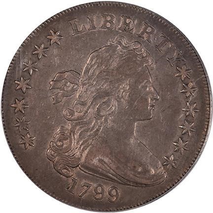 image for: $1 1799 IRREGULAR DATE, 13 STARS. PCGS  XF45 CAC