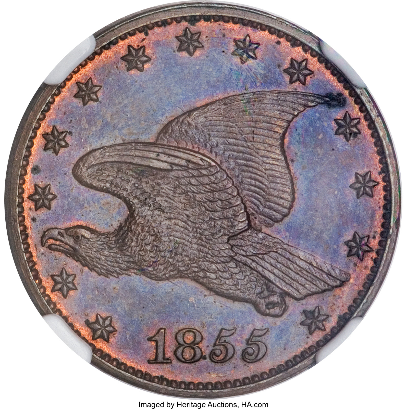 image for: 1855 P1C Flying Eagle Cent, Judd-167 Original, Pollock-193, R.5, PR64 Red and Brown NGC....
