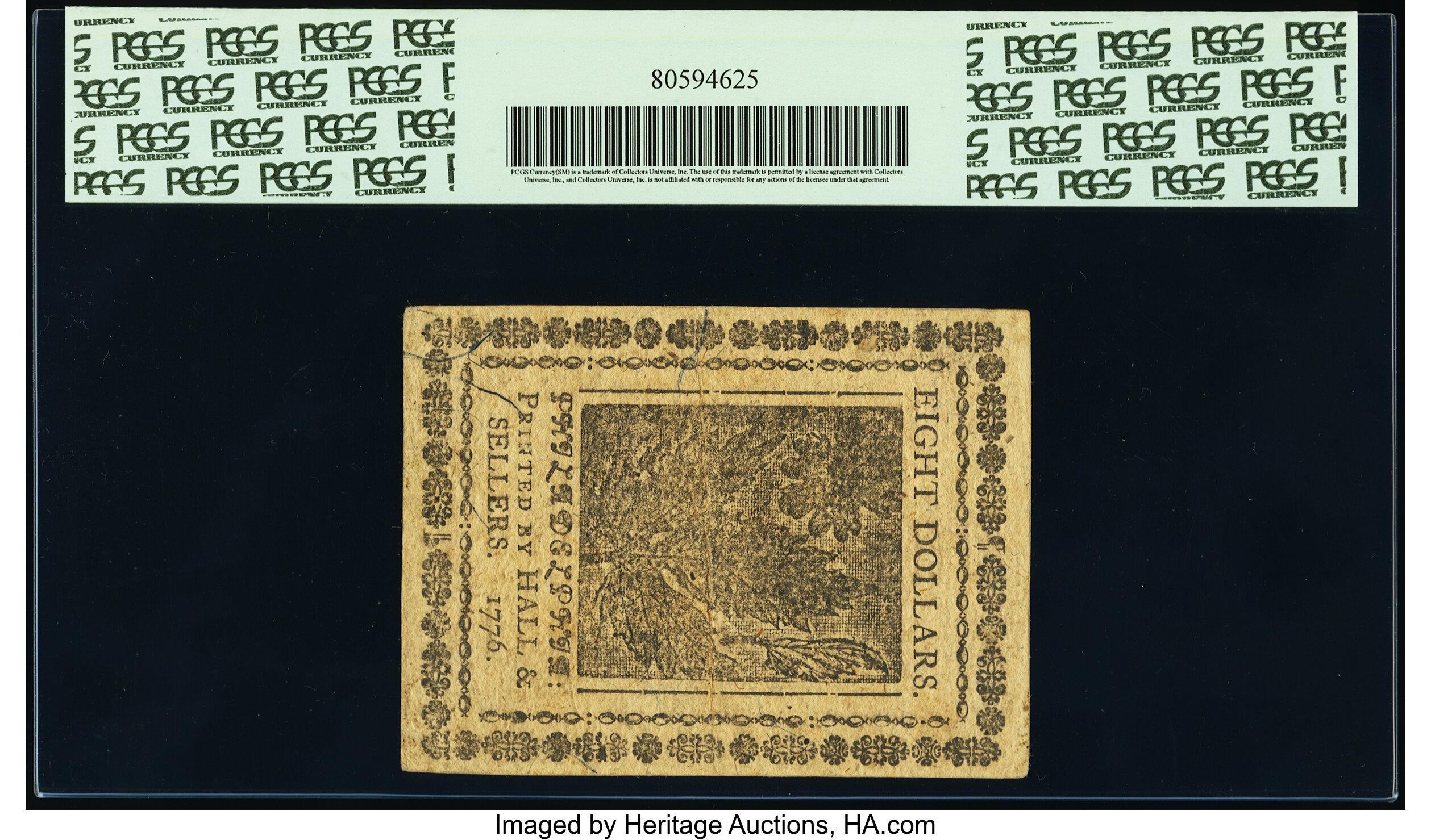 image for: Continental Currency May 9, 1776 $8 PCGS Choice About New 55PPQ....