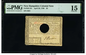 image for: New Hampshire April 29, 1780 $3 PMG Choice Fine 15....