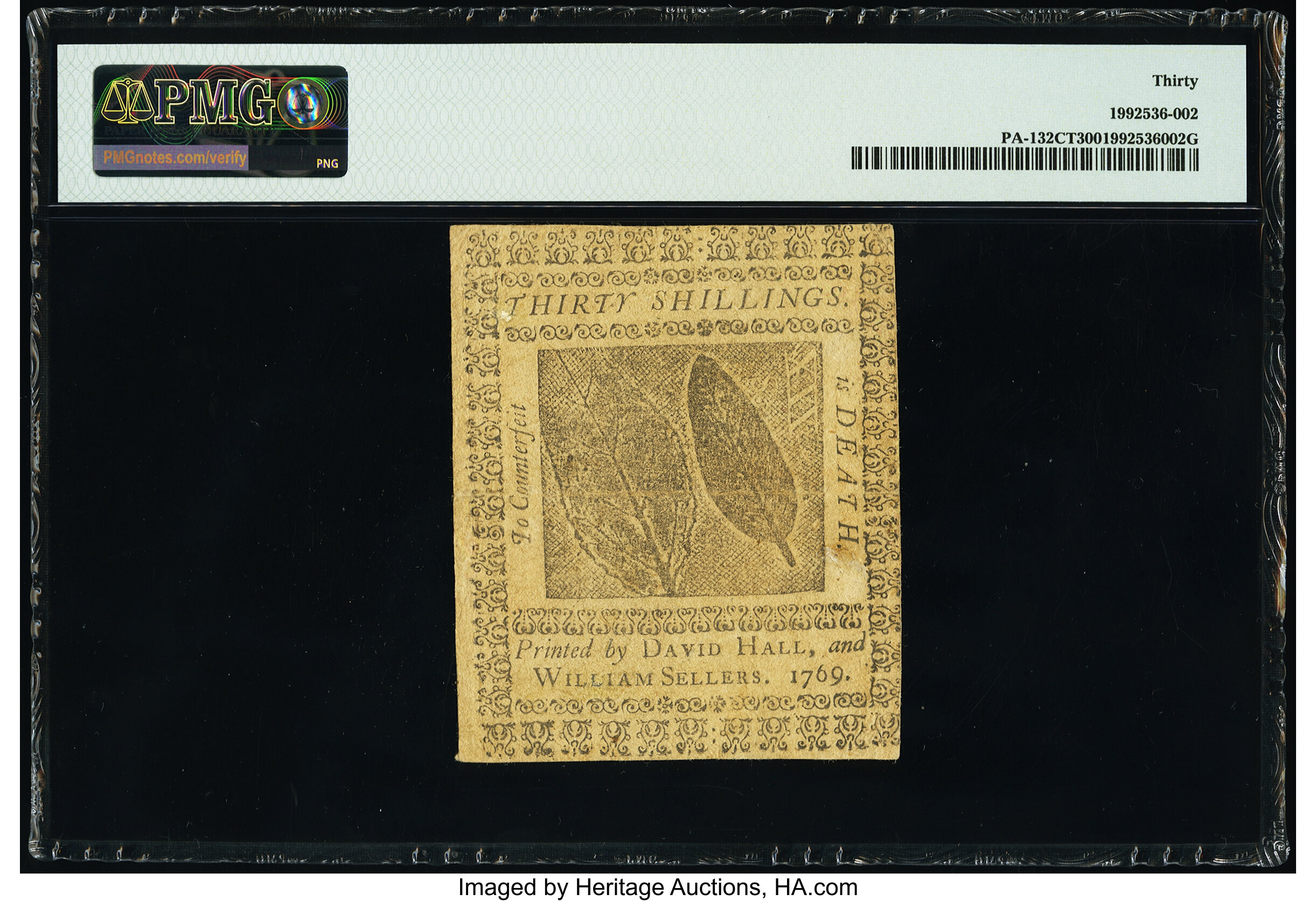 image for: Contemporary Counterfeit Pennsylvania March 1, 1769 £1 10s PMG Very Fine 30....