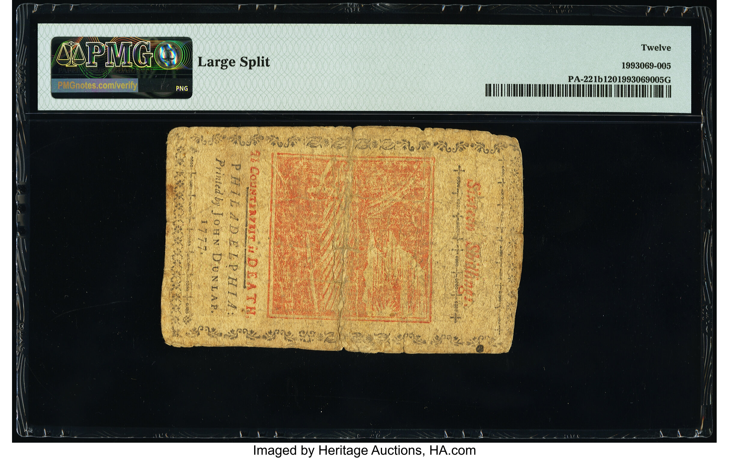 image for: Pennsylvania April 10, 1777 16s PMG Fine 12....