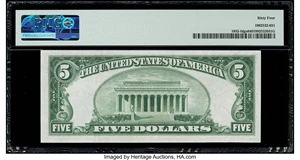 image for: Fr. 1952-I $5 1928B Federal Reserve Note. PMG Choice Uncirculated 64....