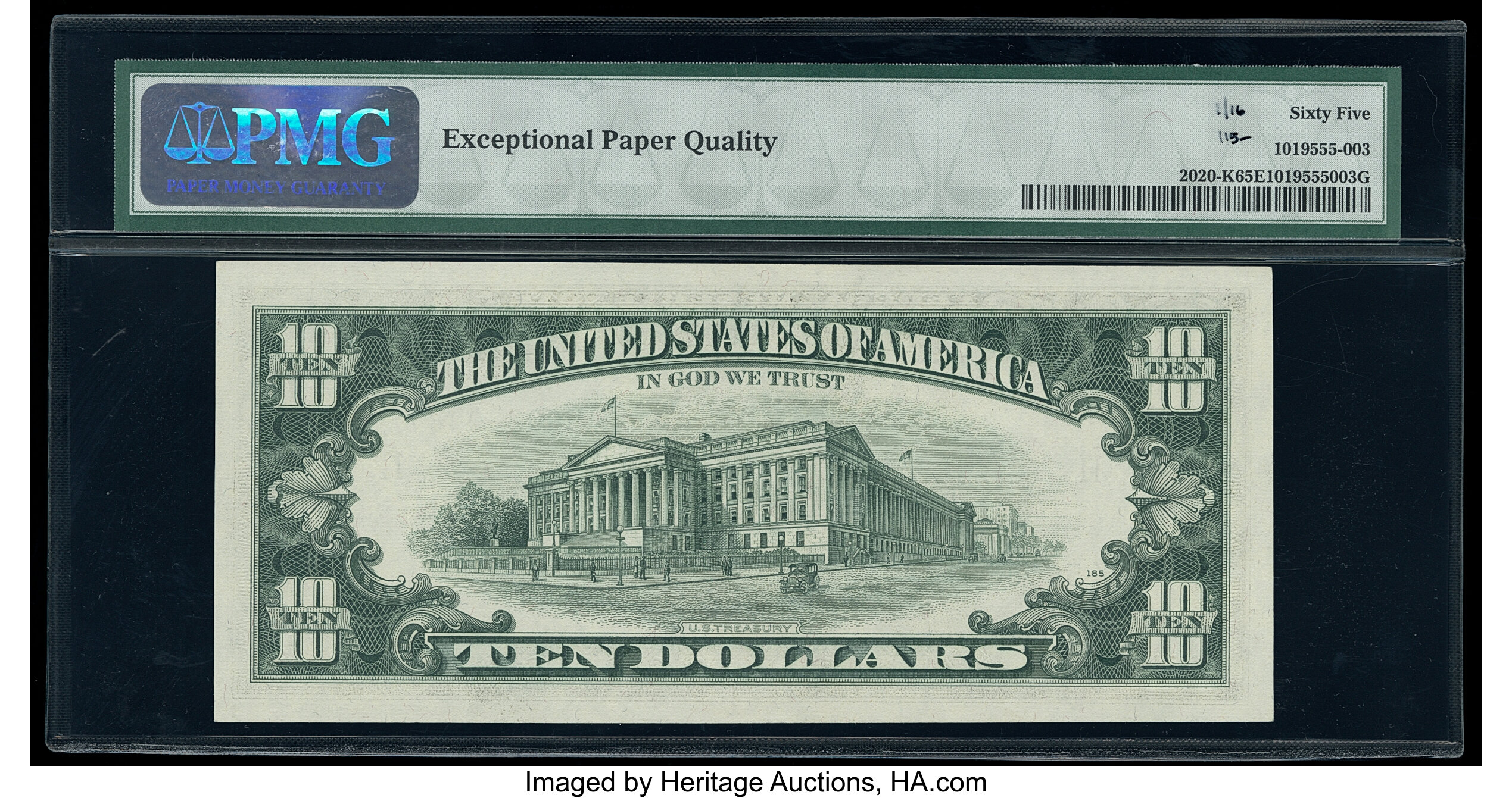 image for: Fr. 2020-K $10 1969B Federal Reserve Note. PMG Gem Uncirculated 65 EPQ....