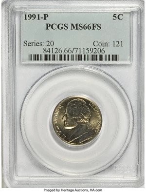 image for: 1991-P 5C MS66 Full Steps PCGS. PCGS Population (37/0). NGC Census: (7/7). (#84126)...