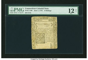 image for: Connecticut June 7, 1776 3s Uncancelled PMG Fine 12 Net....
