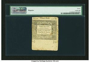 image for: Connecticut June 7, 1776 3s Uncancelled PMG Fine 12 Net....