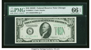image for: Fr. 2009-G $10 1934D Federal Reserve Note. PMG Gem Uncirculated 66 EPQ....