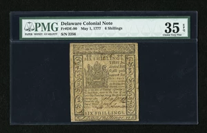image for: Delaware May 1, 1777 6s PMG Choice Very Fine 35 EPQ....