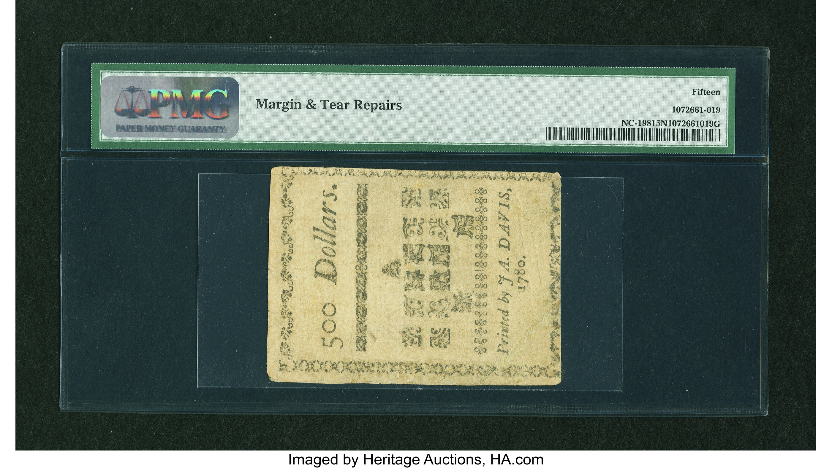 image for: North Carolina May 10, 1780 $500 PMG Choice Fine 15 Net....