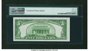 image for: Fr. 1957-G $5 1934A Federal Reserve Note. PMG Uncirculated 62 EPQ....