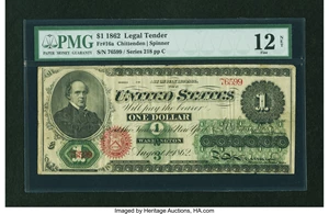 image for: Fr. 16a $1 1862 Legal Tender PMG Fine 12 Net....