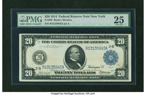 image for: Fr. 968 $20 1914 Federal Reserve Note PMG Very Fine 25....