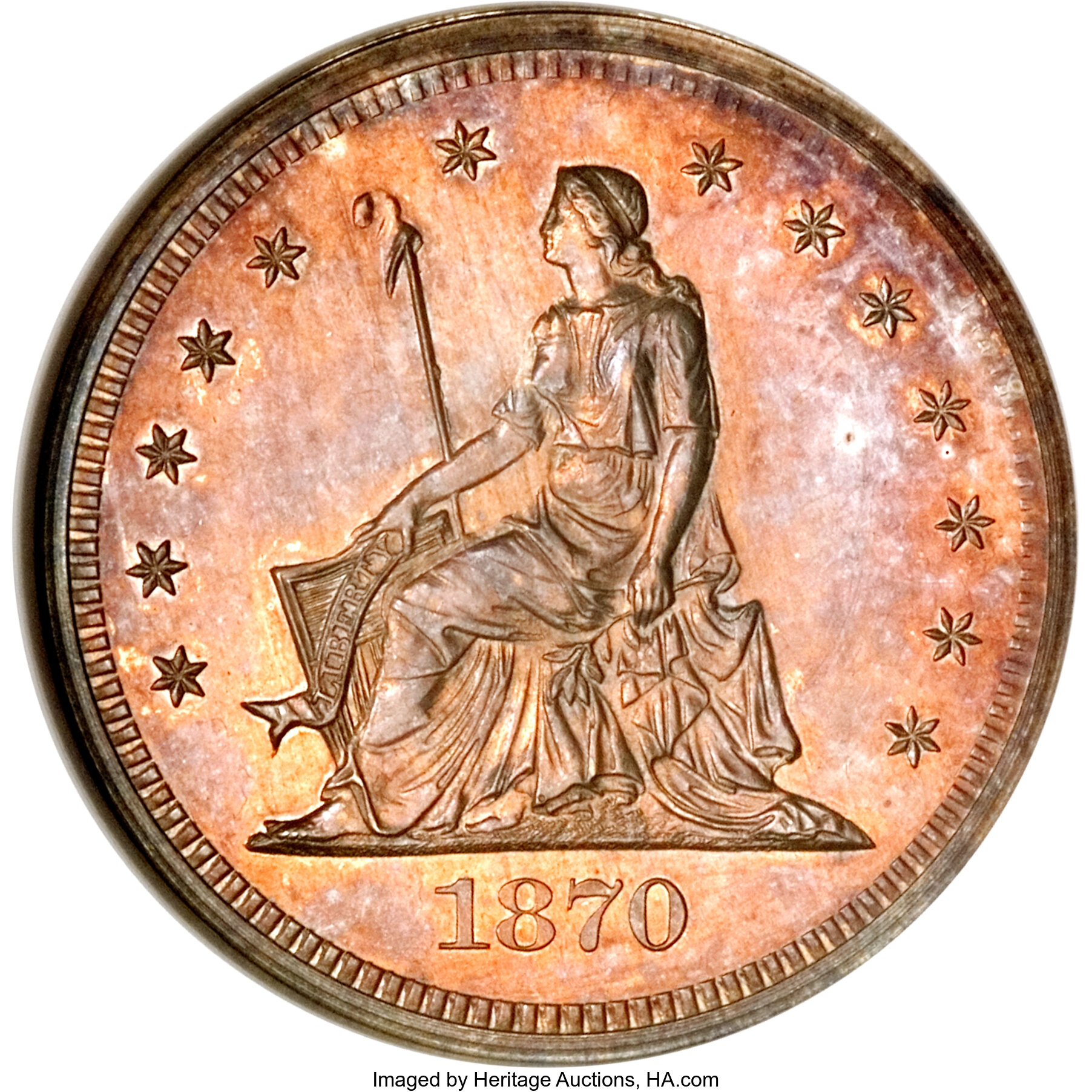 image for: 1870 25C Standard Silver Quarter Dollar, Judd-877, Pollock-974, Low R.7, PR63 NGC....