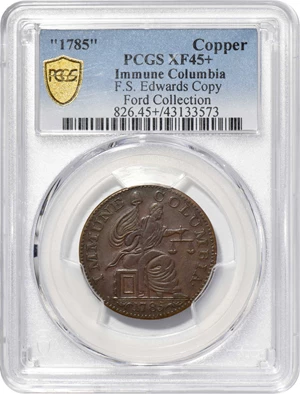 image for: 1785 (ca. 1865) Immune Columbia Copper Struck Copy by Dr. F.S. Edwards. W-18800, Kenney-2. Copper. EF-45+ (PCGS).