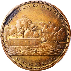 image for: 1861 Bombardment of Fort Sumter Medal. Type II. HK-11a. Rarity-7. Brass. MS-63 (PCGS).